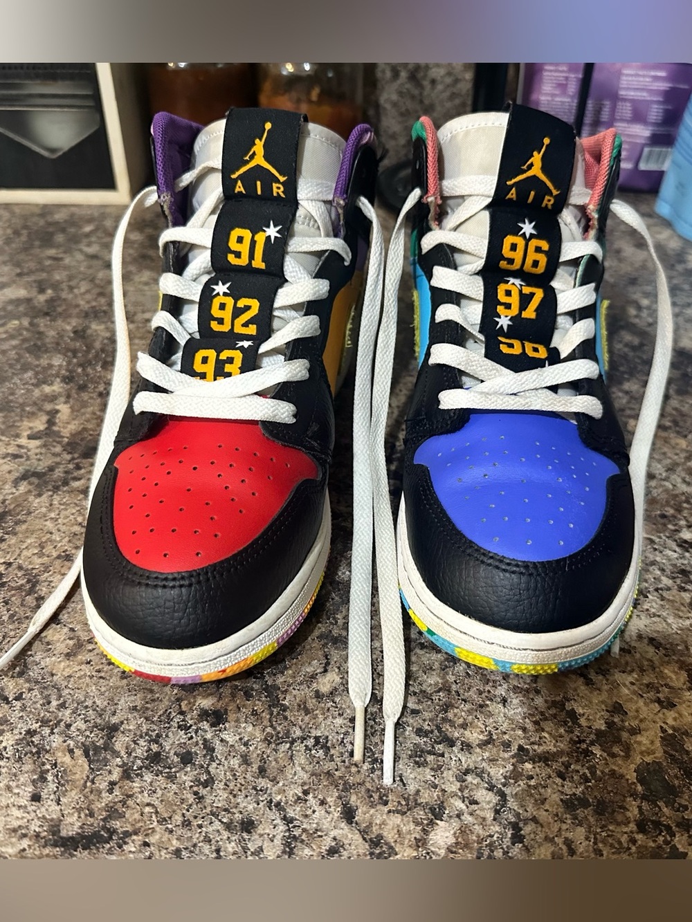 Jordan Kids Colorblock Low-Top Sneakers in Red, Blue & Yellow Accents